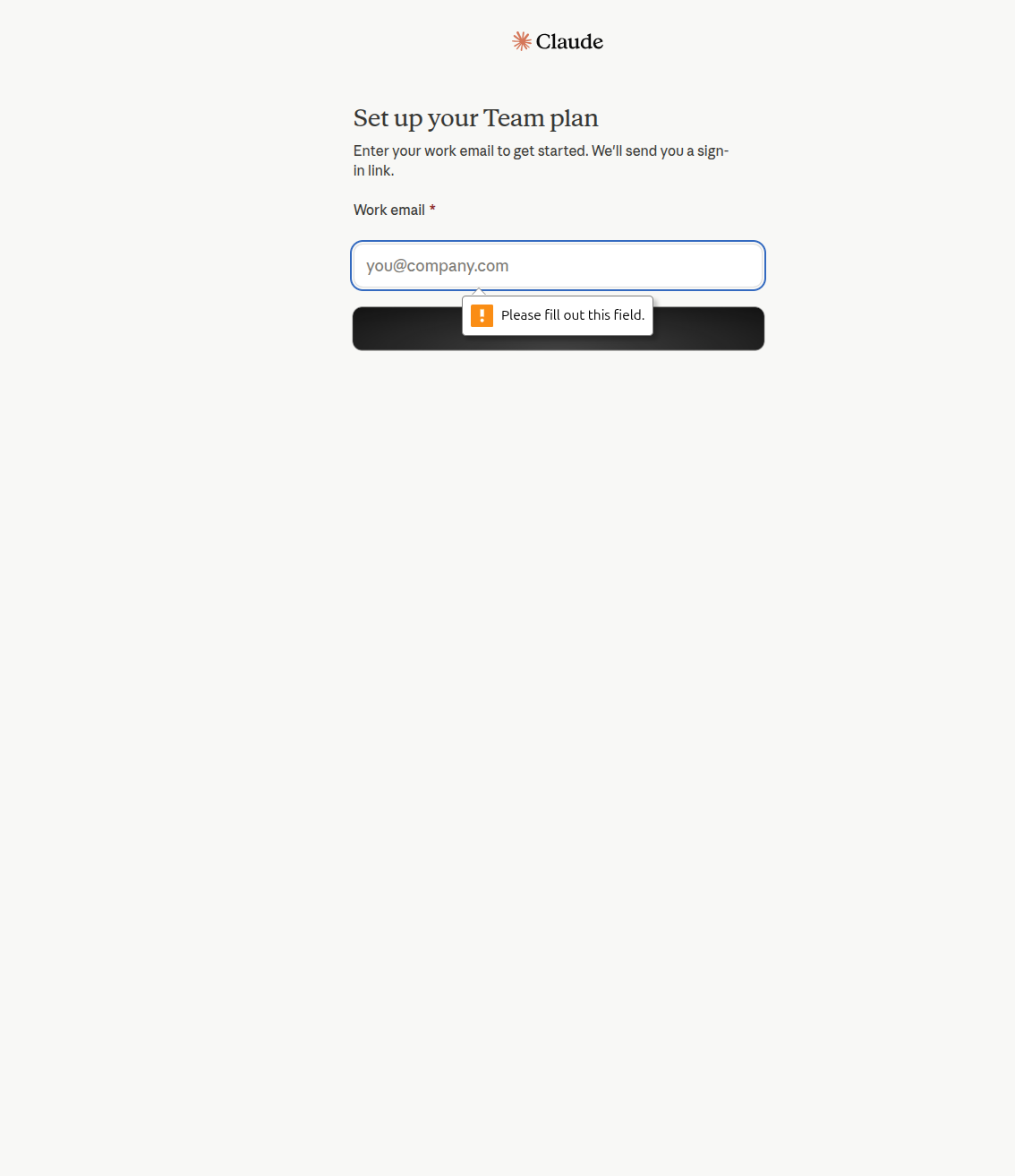 Claude Team create empty validation