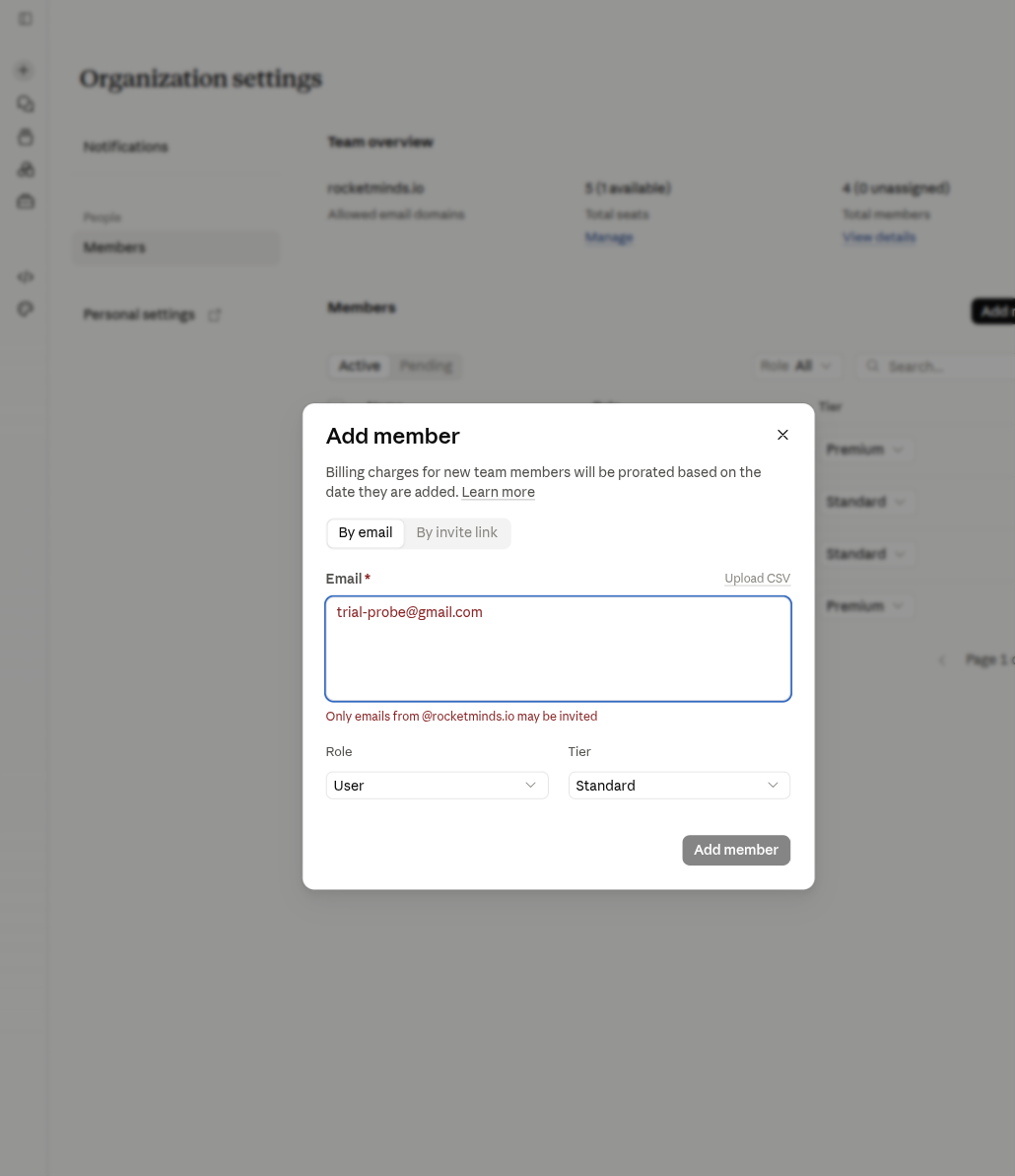 Claude add member domain validation