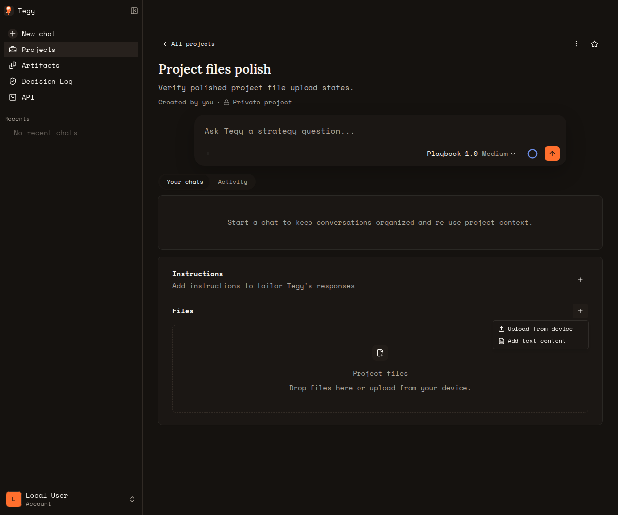 Project files add menu without GitHub option