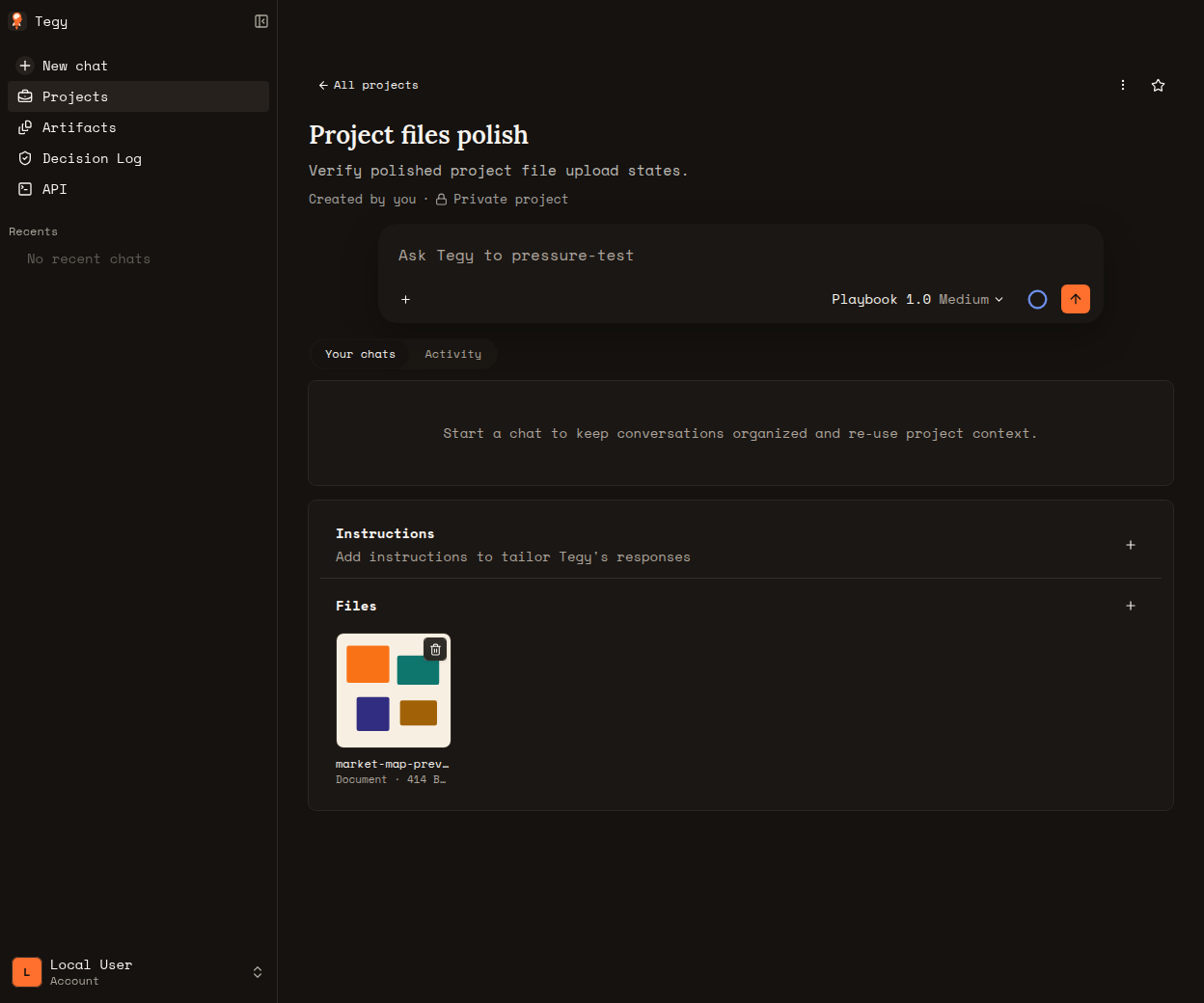 Project file square preview with hover delete