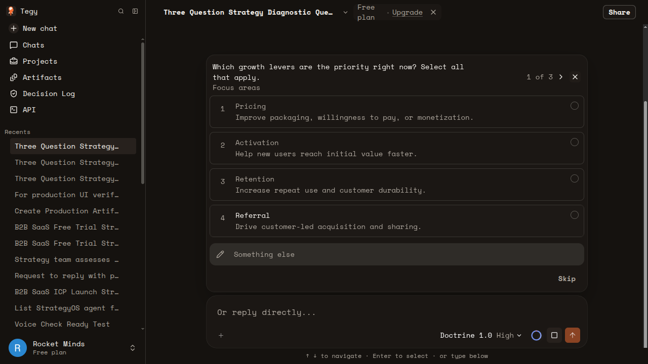 Production Tegy questionnaire at rest in the warm Tegy palette