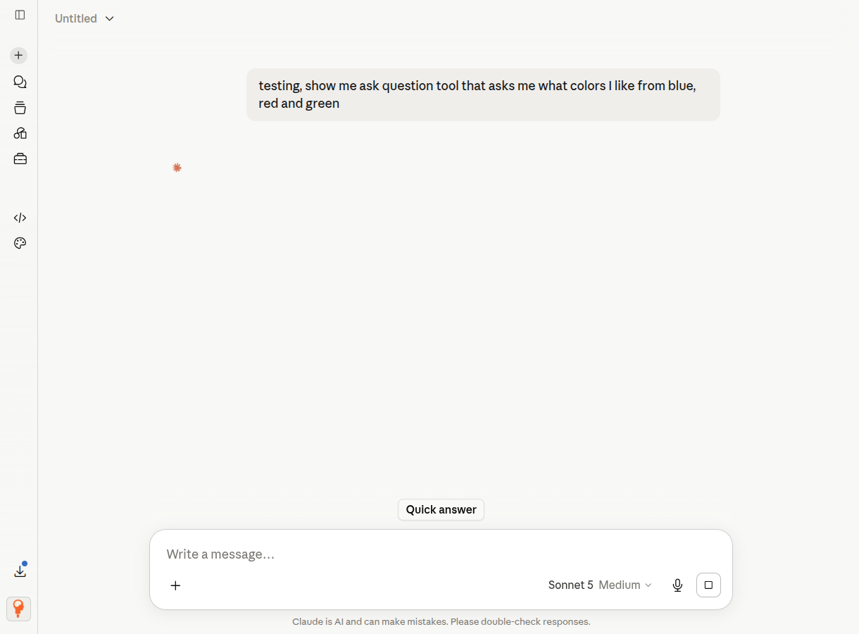 Claude in-flight reference with user bubble and working mark