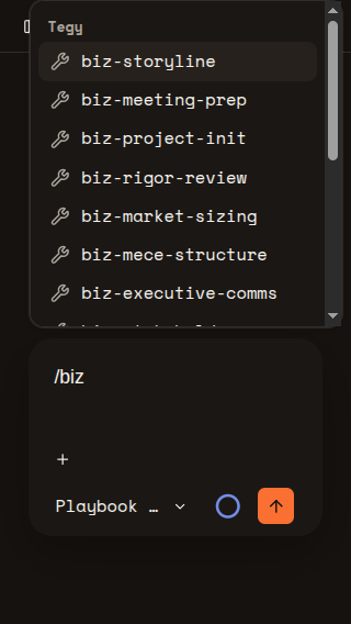 Tegy slash command picker on mobile after local fix