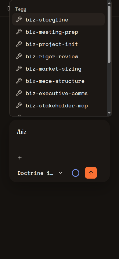 Tegy slash command picker on mobile before fix