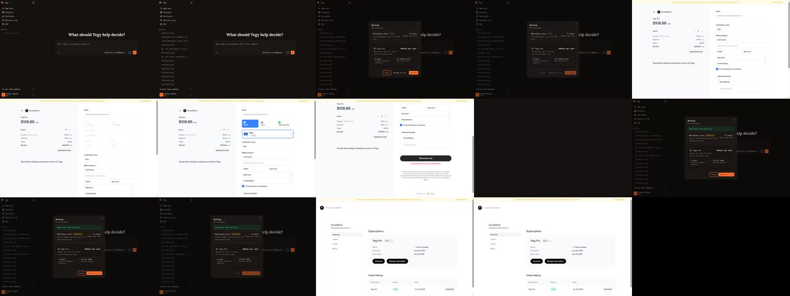 Contact sheet from the final reviewed billing lifecycle video.