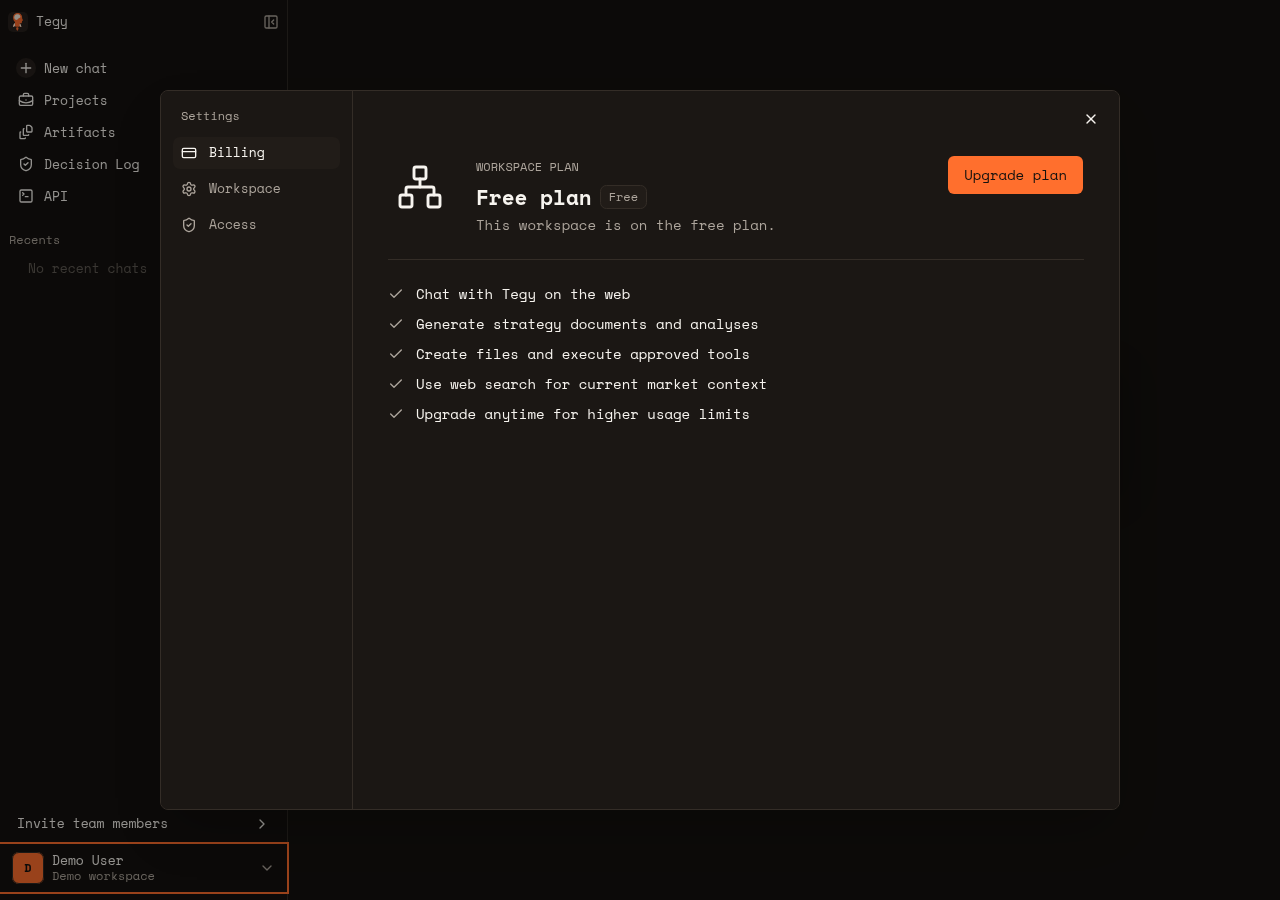 Tegy free billing dialog after alignment.