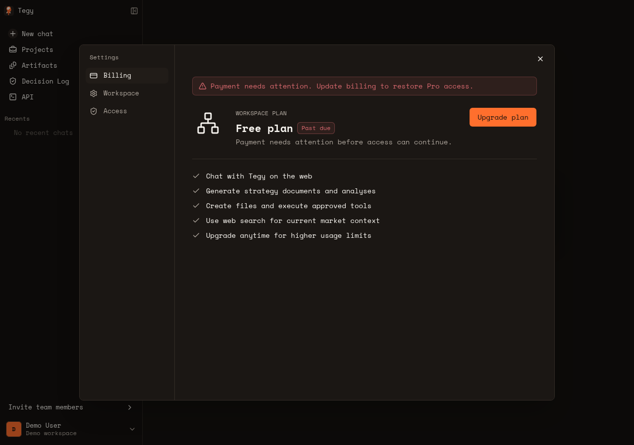 Tegy past-due billing dialog after alignment.