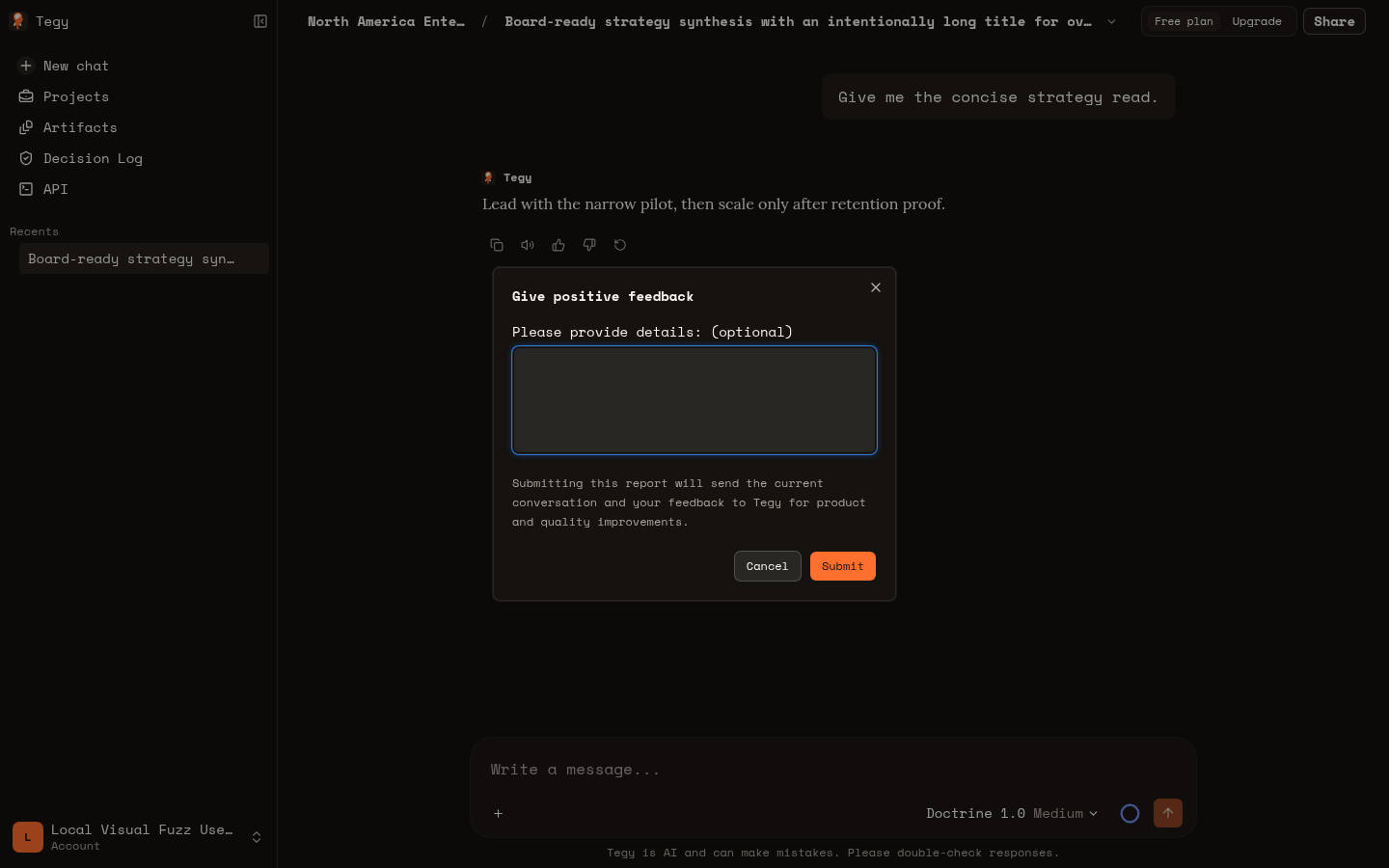 Feedback dialog before correction
