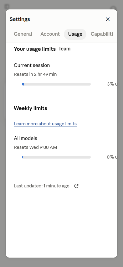 Claude.ai mobile usage settings reference