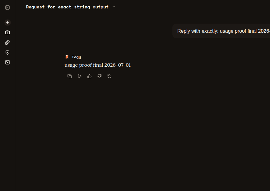 Tegy production chat proof reply