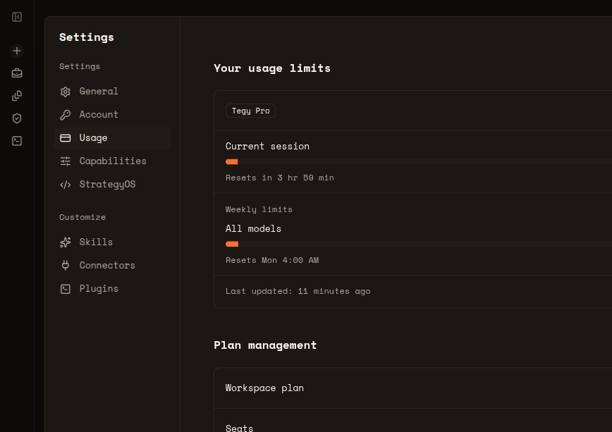 Tegy production usage settings before final proof turn